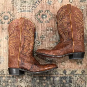 Justin Marbled Chestnut Brown Deerlite Cowboy Boots