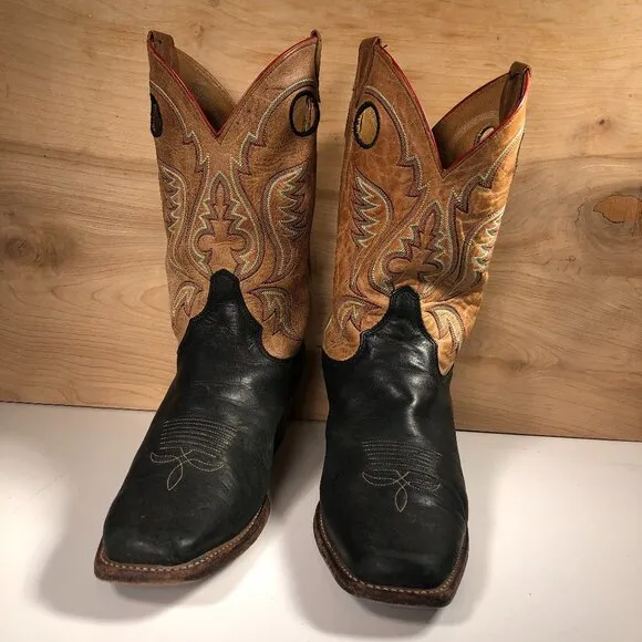 Justin Mens Size 9 B (narrow) Bent Rail Western Cowboy Boot Cowhide BR331