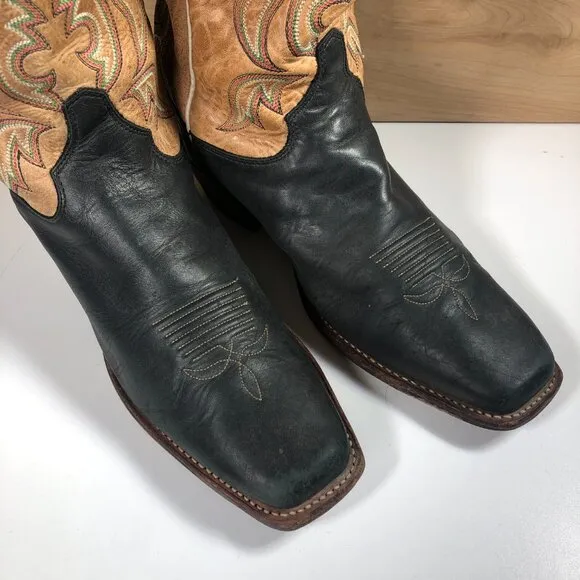 Justin Mens Size 9 B (narrow) Bent Rail Western Cowboy Boot Cowhide BR331