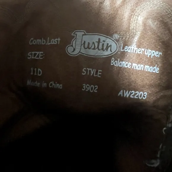 Justin Stampede ‘Jeb’ Apache Tan Roper Boots Mens Size 11