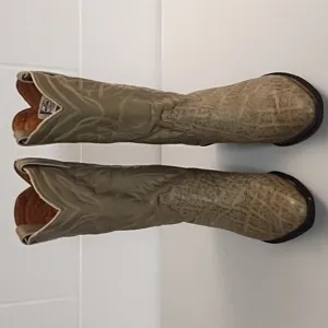 Justin Vintage 1970 Cowgirl Leather Boots 7M Grey Green Rare