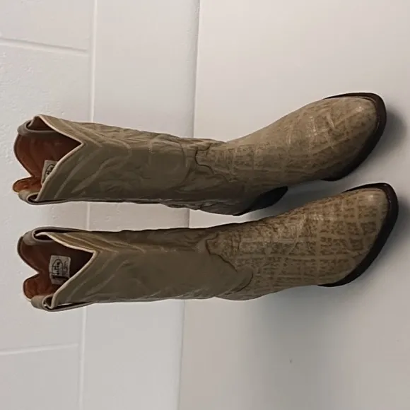 Justin Vintage 1970 Cowgirl Leather Boots 7M Grey Green Rare