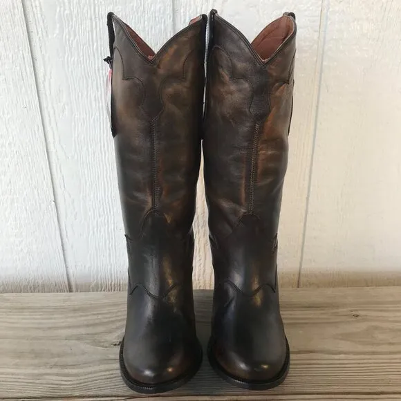 Justin Womens Burnished Brown Leather Euro High Heel Western Boots 11 B 7976