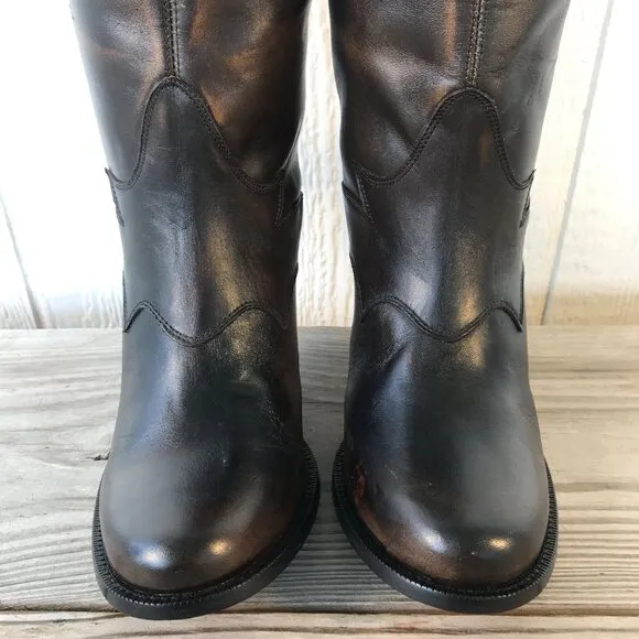 Justin Womens Burnished Brown Leather Euro High Heel Western Boots 11 B 7976