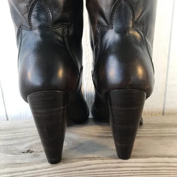 Justin Womens Burnished Brown Leather Euro High Heel Western Boots 11 B 7976