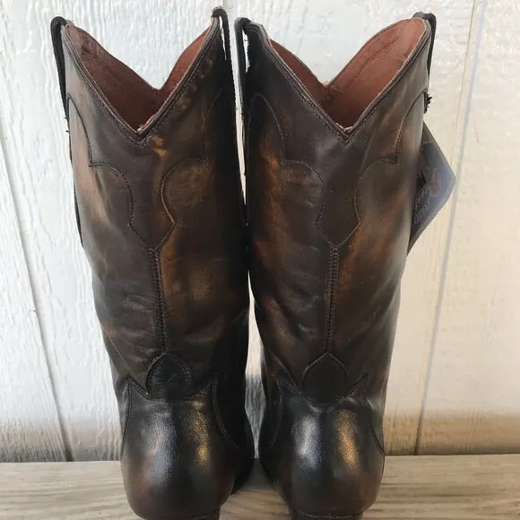 Justin Womens Burnished Brown Leather Euro High Heel Western Boots 11 B 7976