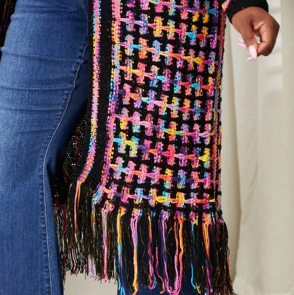 Kaleidoscope Fringe Long Cardigan - Multi