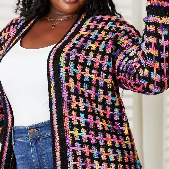 Kaleidoscope Fringe Long Cardigan - Multi