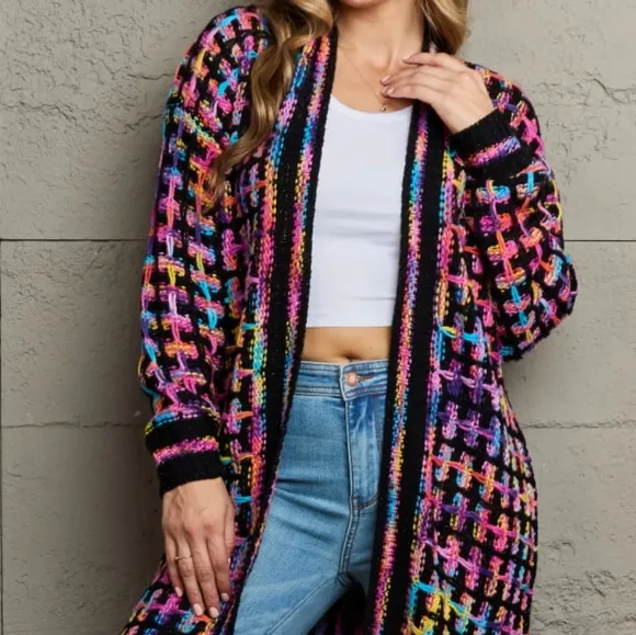 Kaleidoscope Fringe Long Cardigan - Multi