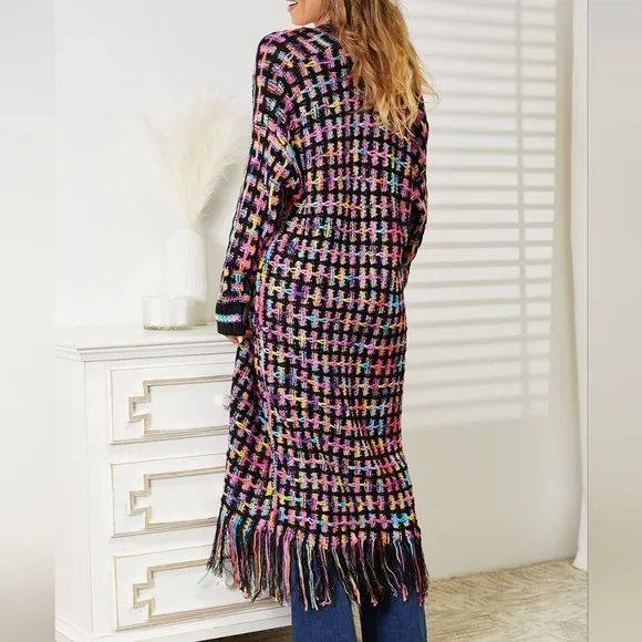 Kaleidoscope Fringe Long Cardigan - Multi