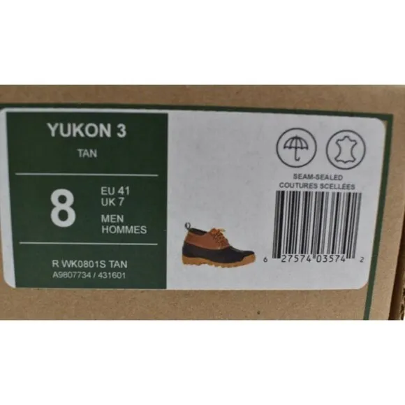 Kamik Mens Size 8 Yukon 3 Tan Waterproof Duck Shoes