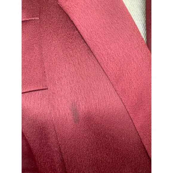 Karen Millen Sheer and Opaque Belted Dress in Burgundy Size 10 Mini Long Sleeve