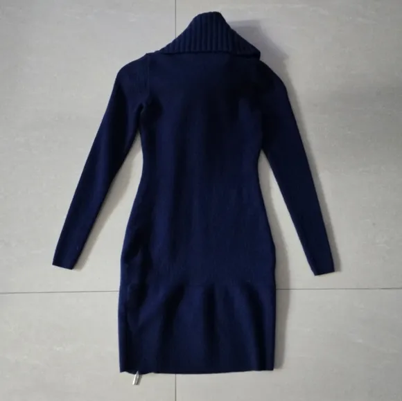 Karen Millen Sweater Dress with Cowl Neck - Blue - Size 1