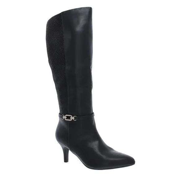 Karen Scott Women's Freylyn Buckled Knee High Dress Boots Black Size 6 1/2