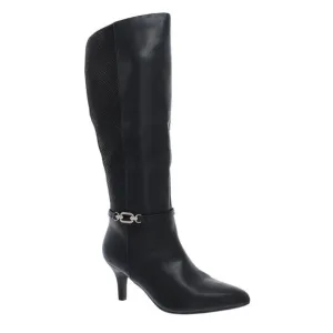 Karen Scott Women's Freylyn Buckled Knee High Dress Boots Black Size 6 1/2