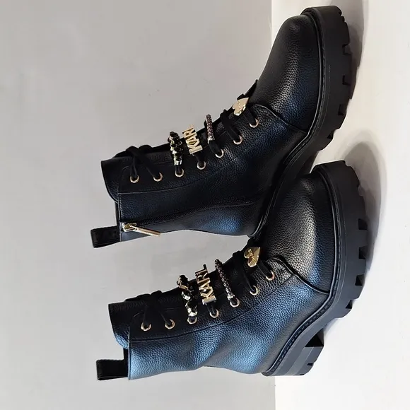 Karl Lagerfeld NEW Black Mela Whimsigoth Witchcore Side Zip Combat Boots Size 7