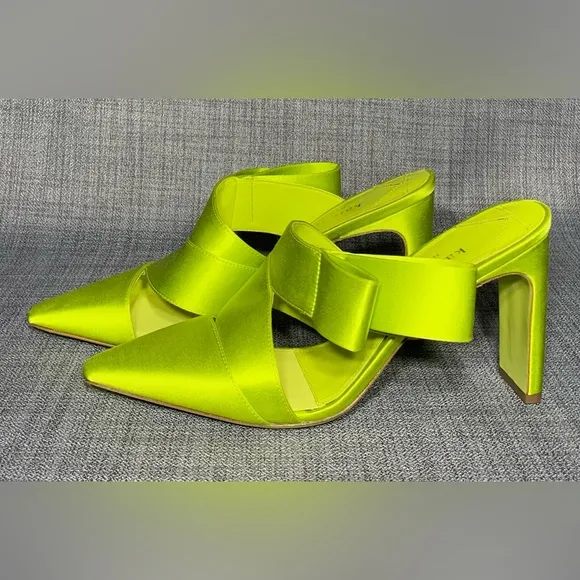 Kate Spade Bianca Satin Mule Pumps Bright Limeade Size 7.5