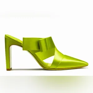 Kate Spade Bianca Satin Mule Pumps Bright Limeade Size 7.5