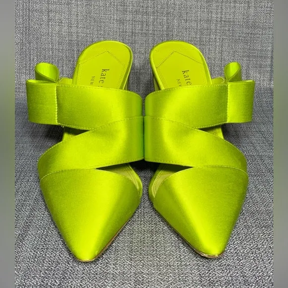 Kate Spade Bianca Satin Mule Pumps Bright Limeade Size 7.5