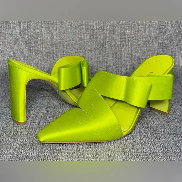 Kate Spade Bianca Satin Mule Pumps Bright Limeade Size 7.5