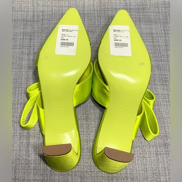 Kate Spade Bianca Satin Mule Pumps Bright Limeade Size 7.5
