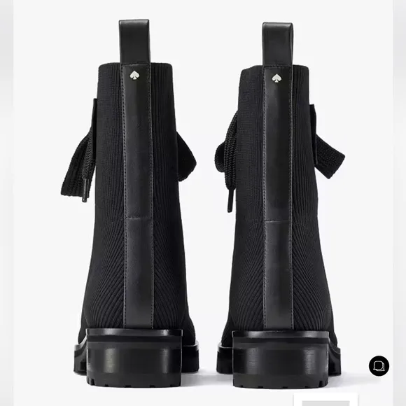 Kate Spade Merigue Black Combat Boots Size 6.5