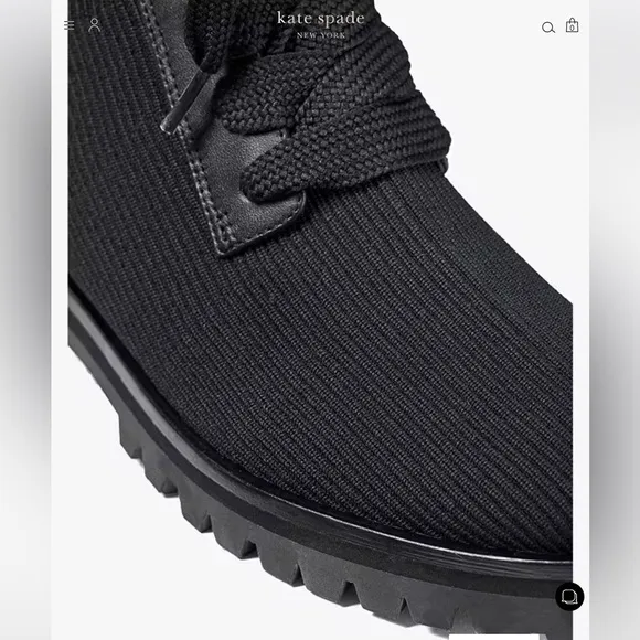 Kate Spade Merigue Black Combat Boots Size 6.5