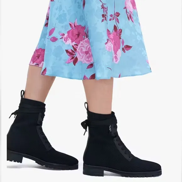 Kate Spade Merigue Black Combat Boots Size 6.5