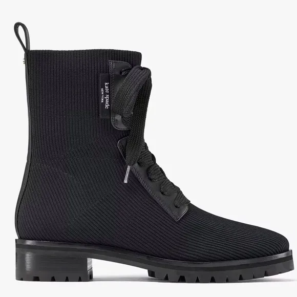 Kate Spade Merigue Black Combat Boots Size 6.5