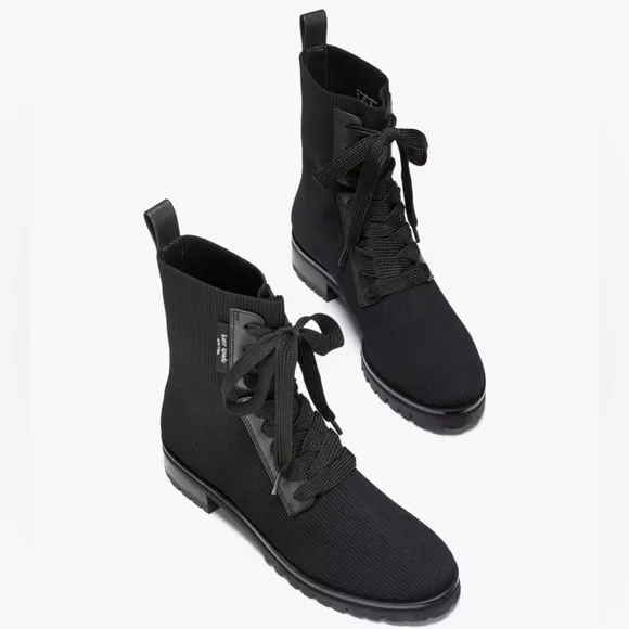Kate Spade Merigue Black Combat Boots Size 6.5