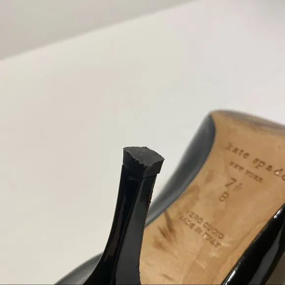 Kate Spade New York Black Patent Leather Heels Stilettos Italy 7.5