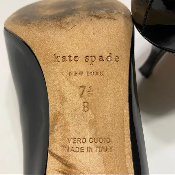 Kate Spade New York Black Patent Leather Heels Stilettos Italy 7.5