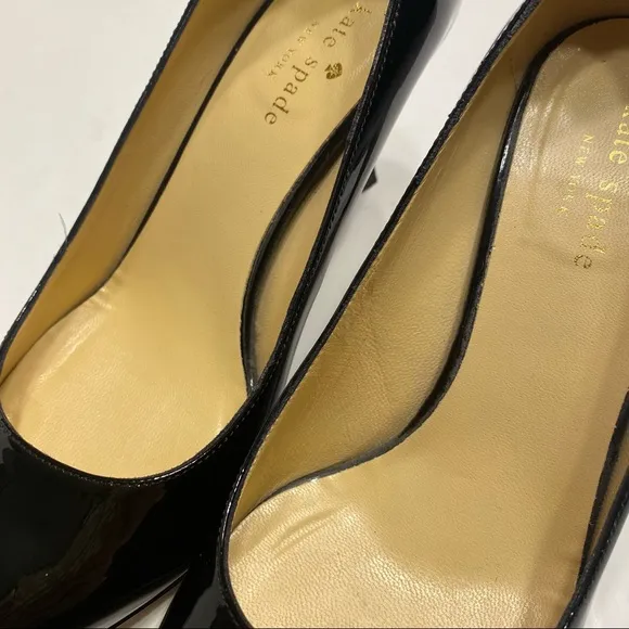 Kate Spade New York Black Patent Leather Heels Stilettos Italy 7.5