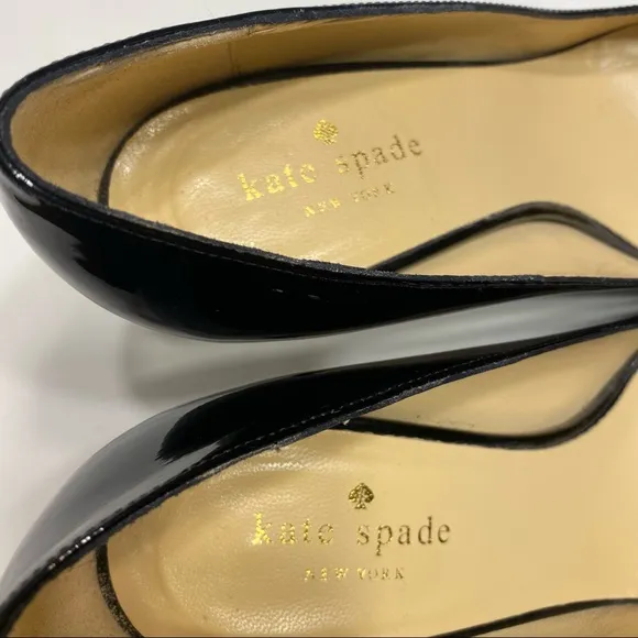 Kate Spade New York Black Patent Leather Heels Stilettos Italy 7.5