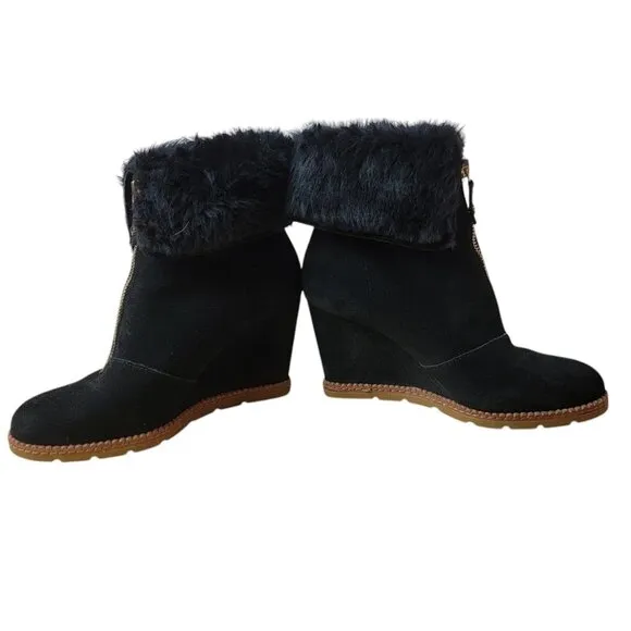 Kate Spade Stasia Black Suede Wedge Boots Size 7 – Luxe &amp; Very Gently Used!