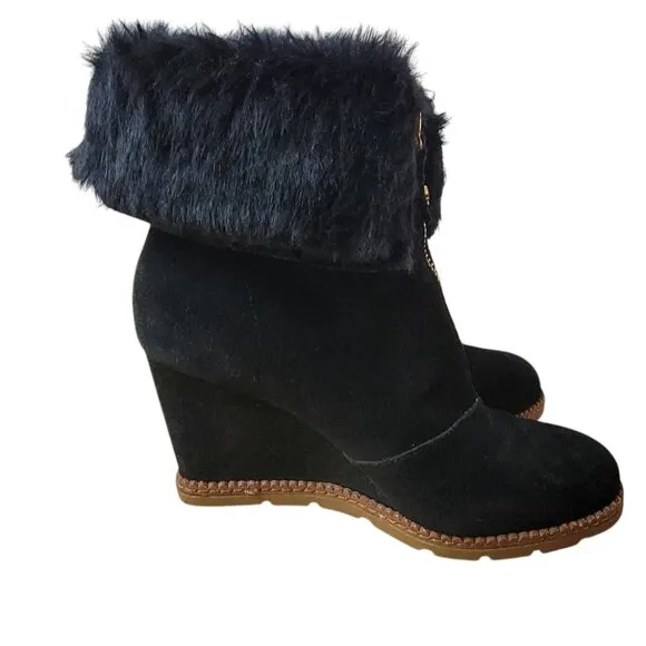Kate Spade Stasia Black Suede Wedge Boots Size 7 – Luxe &amp; Very Gently Used!