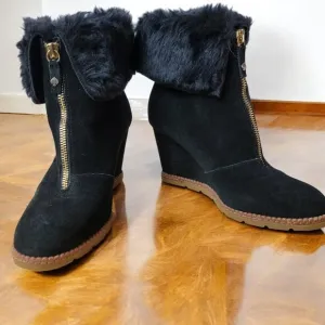 Kate Spade Stasia Black Suede Wedge Boots Size 7 – Luxe &amp; Very Gently Used!