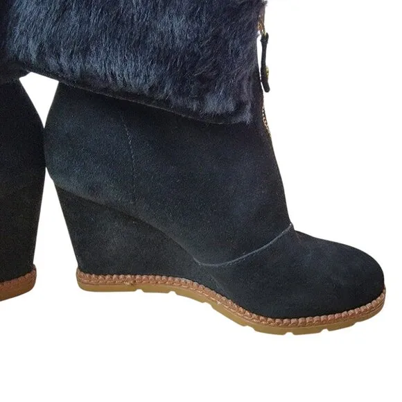 Kate Spade Stasia Black Suede Wedge Boots Size 7 – Luxe &amp; Very Gently Used!