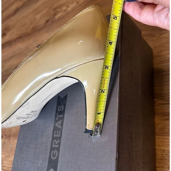 Kate Spade tan black heels pumps open toe shoes women’s 8.5