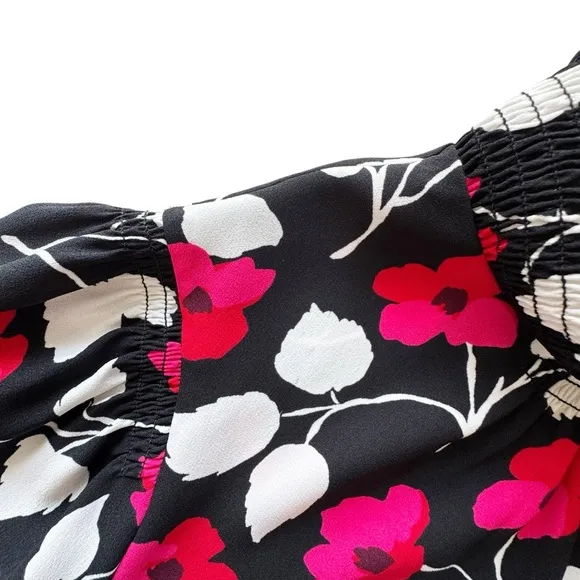 Kate Spade Vintage Fleur Crepe Long Sleeve Floral Shift Dress | SMALL