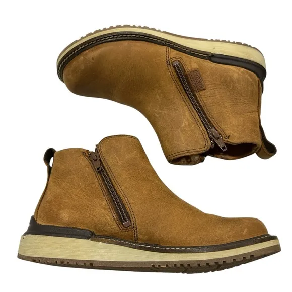 KEEN Bailey Cognac Brown Leather Ankle Zip Boots - Size 6