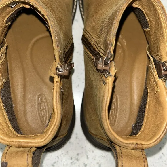 KEEN Bailey Cognac Brown Leather Ankle Zip Boots - Size 6