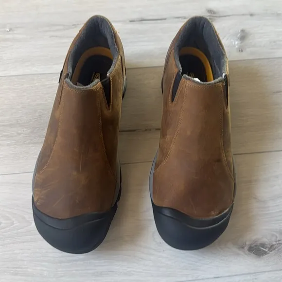 KEEN BRIXEN LOW WATERPROOF SLIP-ON INSULATED WORK SHOES SOFT TOE brown 14 Nwot