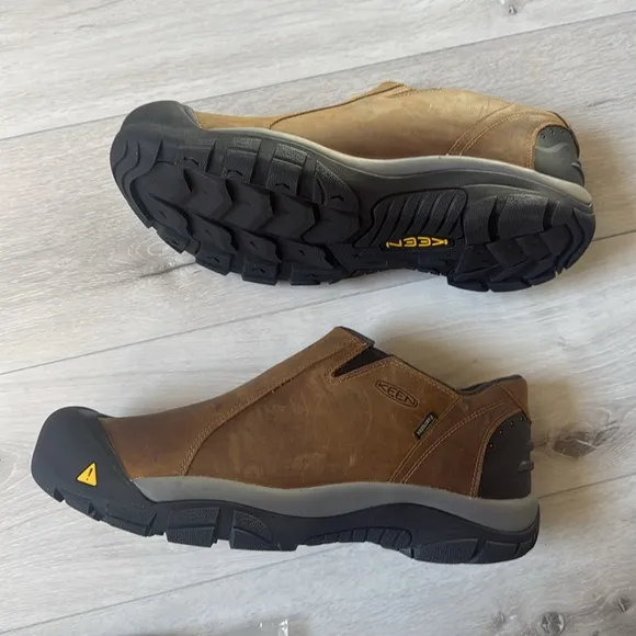 KEEN BRIXEN LOW WATERPROOF SLIP-ON INSULATED WORK SHOES SOFT TOE brown 14 Nwot