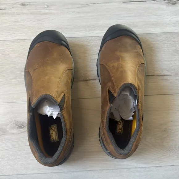 KEEN BRIXEN LOW WATERPROOF SLIP-ON INSULATED WORK SHOES SOFT TOE brown 14 Nwot
