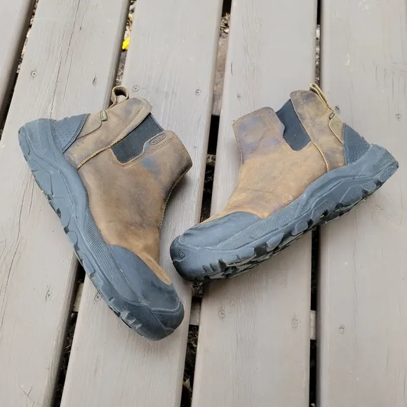 Keen Revel IV Waterproof Brown Leather Winter Chelsea Slip-on Snow Boots Mens 10