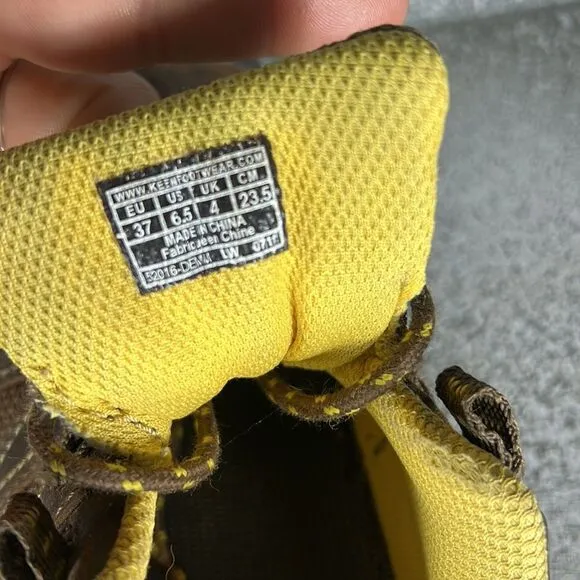 Keen Voyageur Leather Mesh Brown Yellow Hiking Trail Shoes Boots Size 6.5