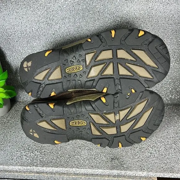 Keen Voyageur Leather Mesh Brown Yellow Hiking Trail Shoes Boots Size 6.5