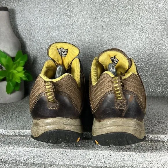 Keen Voyageur Leather Mesh Brown Yellow Hiking Trail Shoes Boots Size 6.5