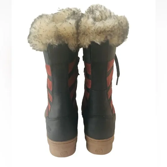 Keen Wapato Tall Lace Up Snow Boots Women Sz US 6.5 EU 37 Red and Black Outdoor